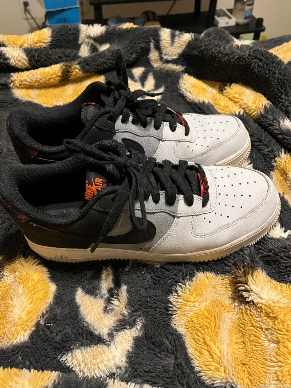 Nike Air Force 1 Low White Black with Orange Hits